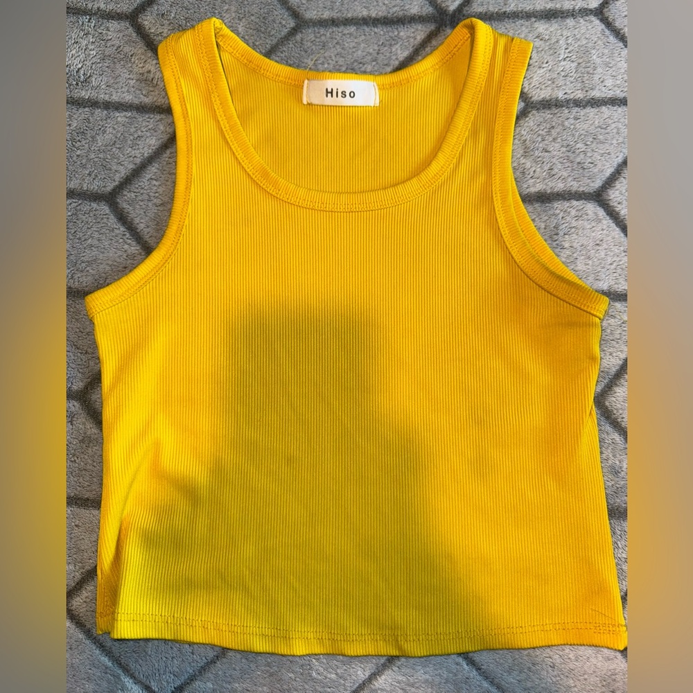 Yellow Ribbed Cropped Tank (Fits S/M)